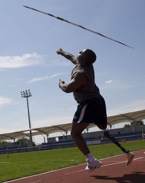 Athlete throwing javelin